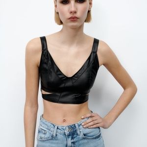 ZARA Faux Leather Cutout Tank